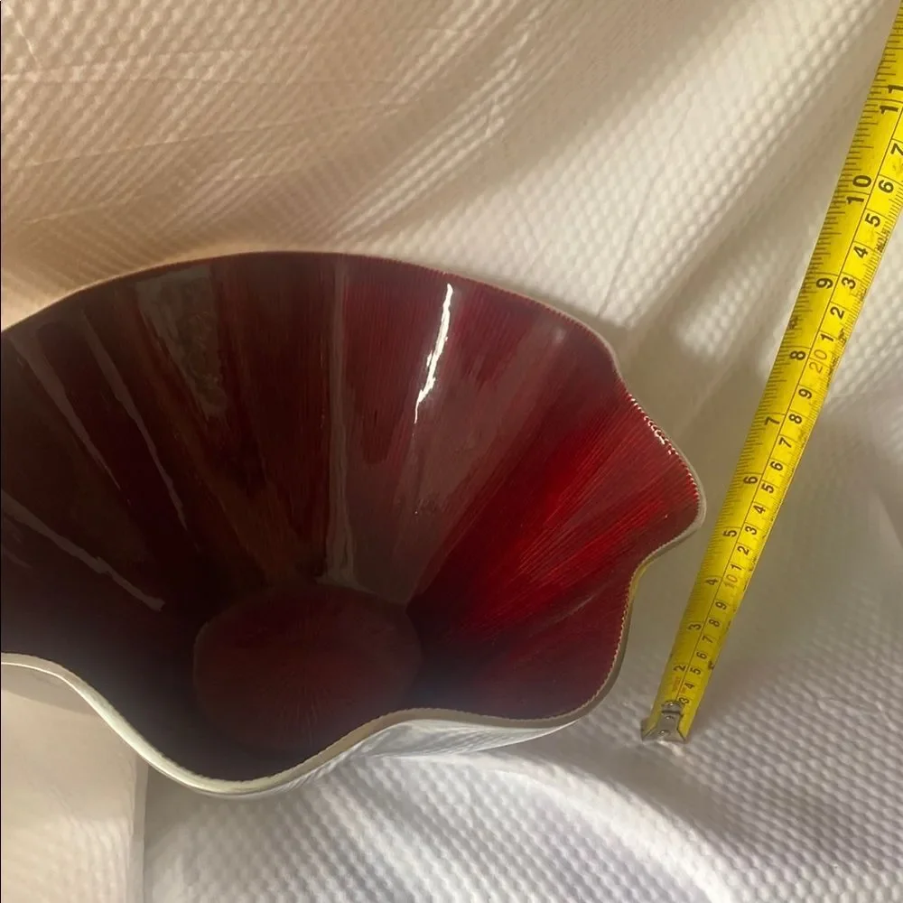 Simplydesignz Stunning Hand Crafted Red & Silver Lotus Decorative Bowl